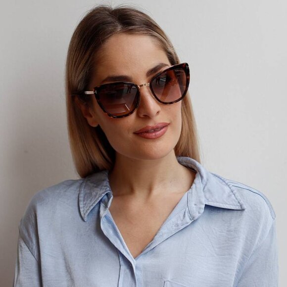 Tom Ford FT0717 55G Cat Eye Sunglasses - Colored Havana/Champagne - Picture 3 of 8